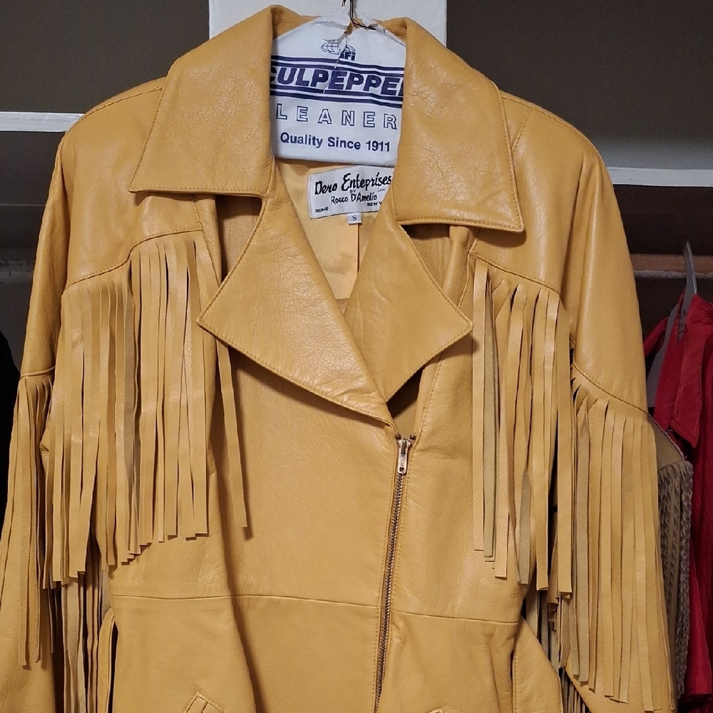 Women's Yellow Fringe Leather Jacket